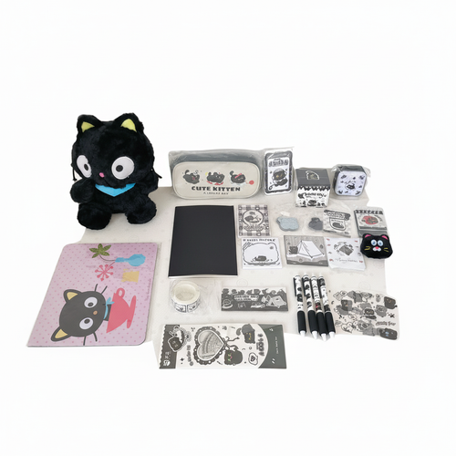 黑猫文具套装白底图